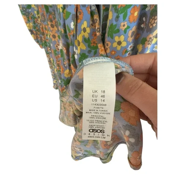 ASOS Floral Long Sleeve Mini Dress size 14 - Picture 5 of 5